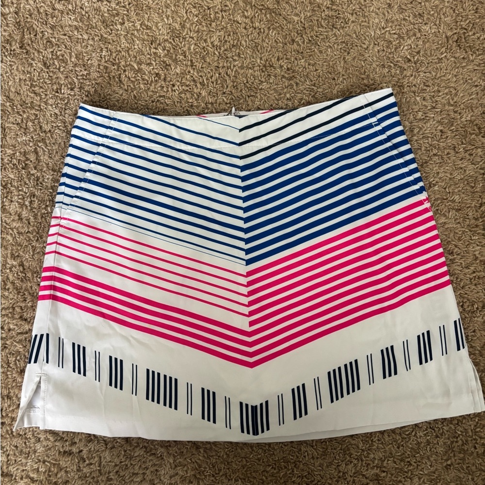 Lady Hagen White, Pink, and Blue Striped Golf Skort